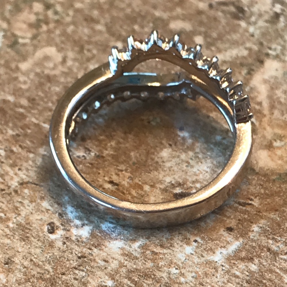 White Zircon Rhodium Sterling Silver Ring Guard - Picture 3 of 4